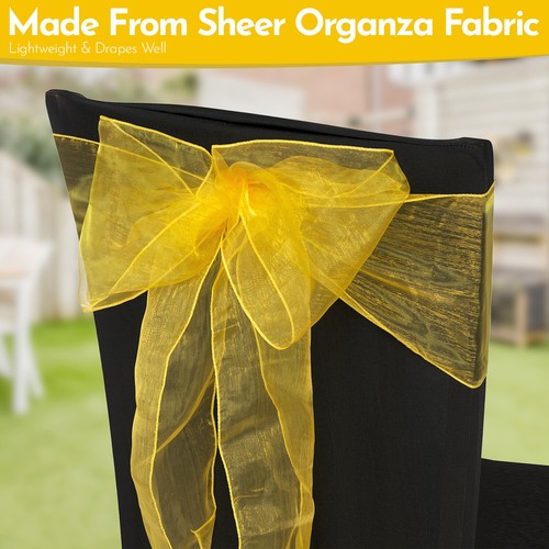 Silla de organza de boda fajas ancho lazo completo para decoración de fiesta 1x-100x - Imagen 30 de 391