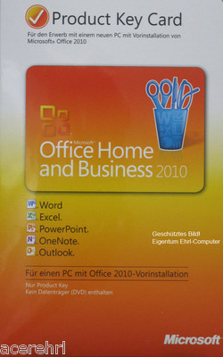 MS OFFICE Home & Business 2010 Vollversion PKC Dauerlizenz 32/64Bit MUI DEUTSCH