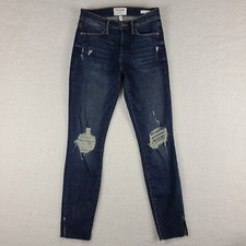 FRAME Jeans Womens 25 Le High Skinny Distress Dark Wash Blue