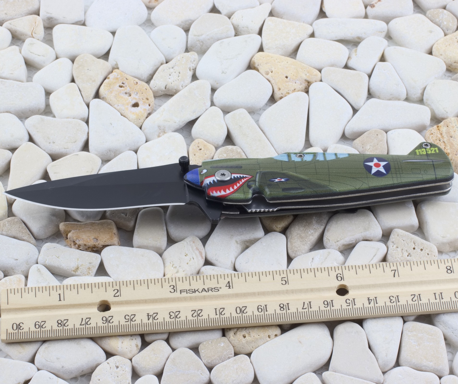Elitedge Green Fighter Plane A/O Linerlock Folding Knife