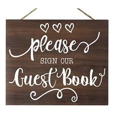 JennyGems Guestbook Sign, Guest Book Table Sign, Wedding Reception Decor (Brown)