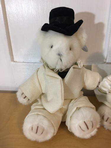 "Oso de peluche de peluche Russ Berrie para novia y novio encaje blanco 7"" animal de peluche de boda" - Imagen 3 de 8