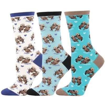 Chaussettes Femme Socksmith Motif Loutre Coton Mélangé Taille Unique - Photo 1/4