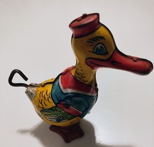 Vintage J. Chein Tin Walking Sailor Duck Wind Up Toy 1930  s Waddling