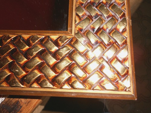 GOLD LATTICE 13.5" SQUARE WALL MIRROR! A+ COND! BUY IT NOW! - Bild 4 von 4