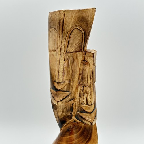 Handcrafted Treated Wood Dual Mask Young Lovers Fiji Island Carving 10 Inch - Picture 2 of 10