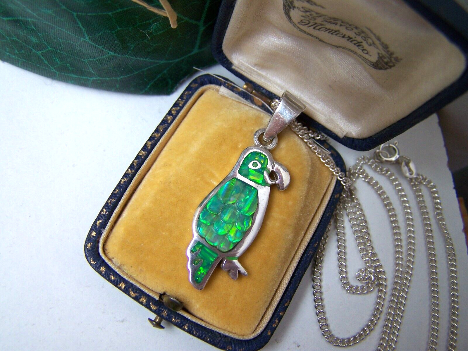 VINTAGE 950 SOLID STERLING SILVER OPAL DOUBLET PA… - image 2