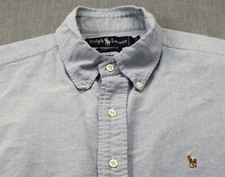 Ralph Lauren Polo Mens Blue w Multi-Color Pony 100 Cotton LS Oxford Shirt 17 33
