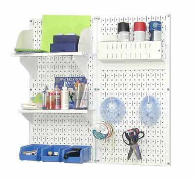 Peg Board Organizer Wall Mount Arts Craft Bins Office Art Studio Shelving Shelf Ebay