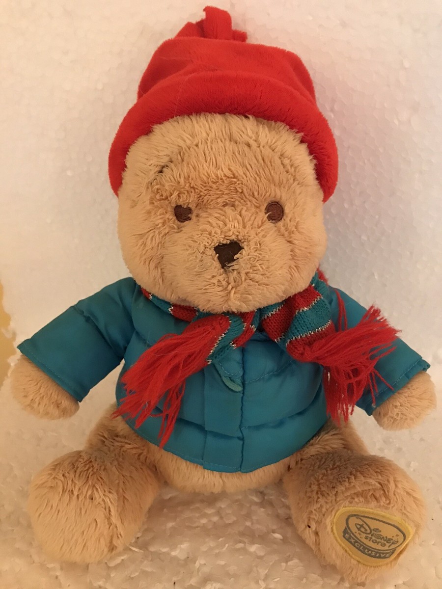 Disney Store Exclusive Stamped Winnie The Pooh Bear Jacket Hat Scarf Soft  Toy