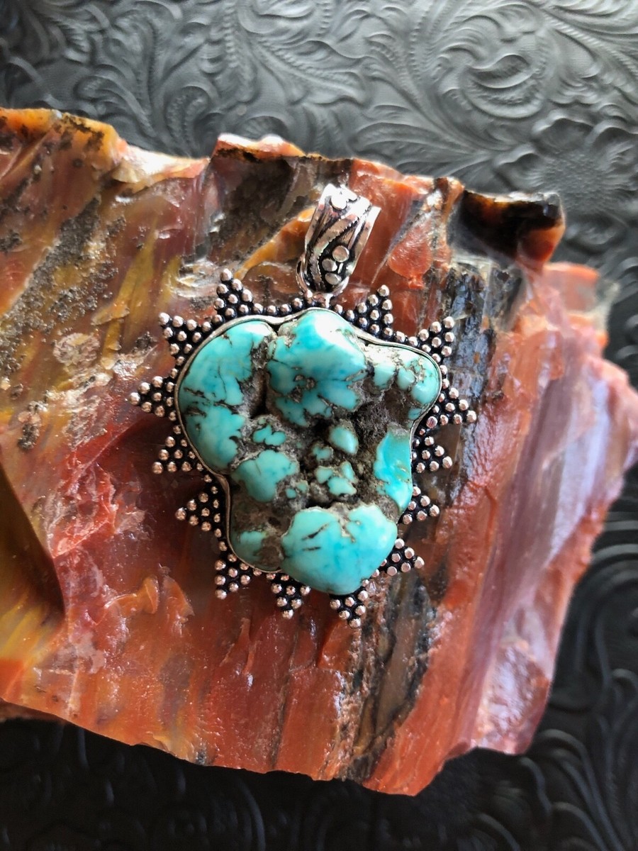 Blue Chunky Turquoise Howlite Rodeo Star Pendant 2