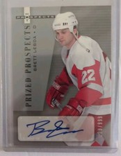 2005-06 Fleer HOT PROSPECTS Hockey BRETT LEBDA #199 PRIZED ROOKIE AUTO 885/999