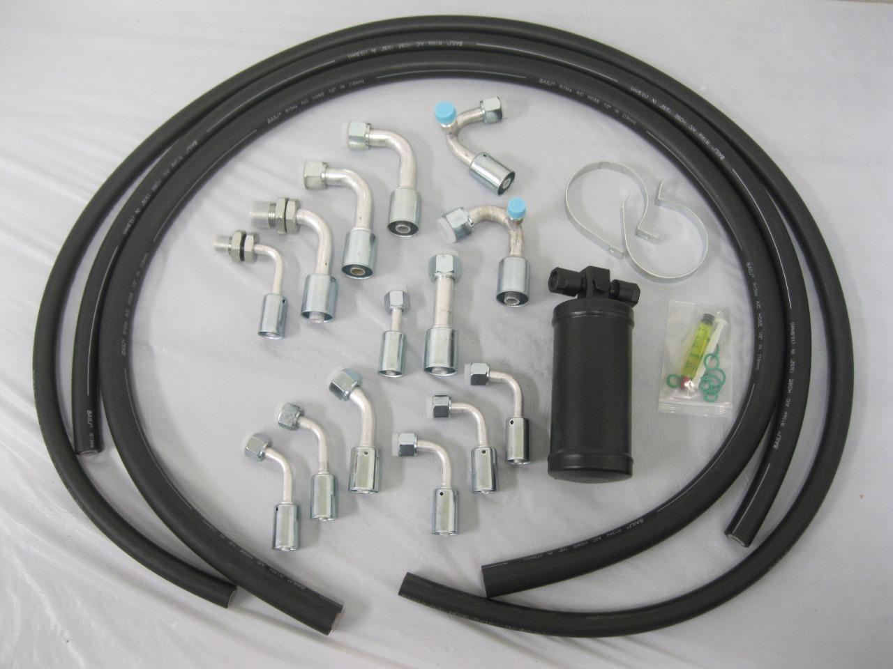 Universal 134a Air Conditioning Hose Kit ORing Fittings Drier AC Hoses