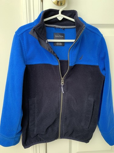 Boys Nautica Full Zip Fleece Sweatshirt Jacket Navy Blue/Bright Blue Size 5 - Picture 8 of 8