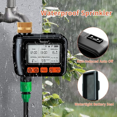 Programmable Water Hose Timer, Rainproof Irrigation Controller with Rain Sensor