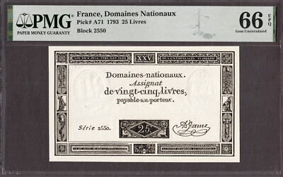 その他 MAY France 25 Livres 1793 Pick-A71 GEM UNC PMG 66 EPQ | eBay
