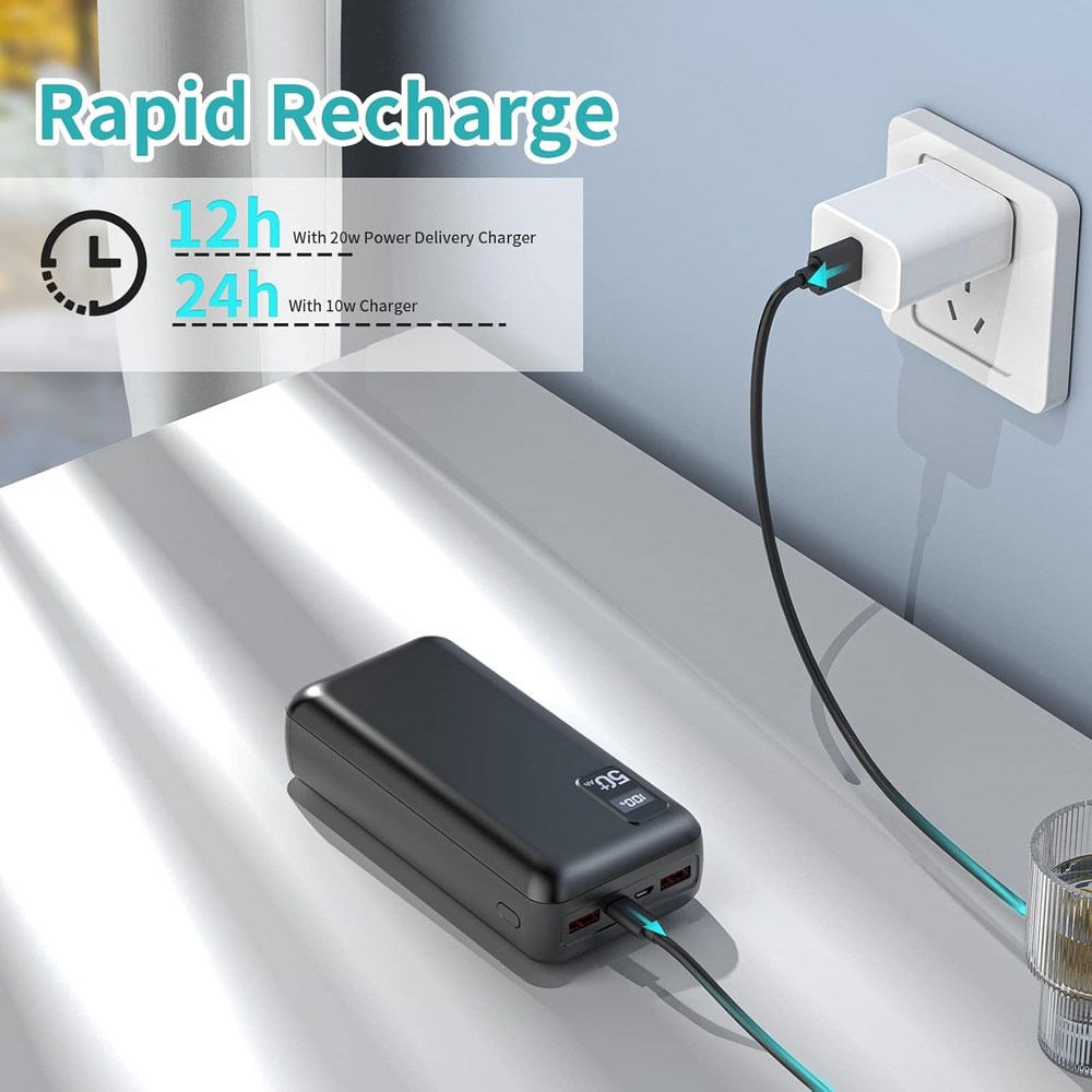 50,000mAh 22.5W Fast Charging Power Bank with USB-C Quick Charge