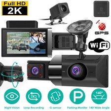 2K Car DVR 3 Channel Dash Cam Camcorder Camera Recorder GPS WiFi Night Vision