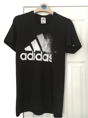 Adidas Logo Mens T Shirt black UK Size S Chest 37-39