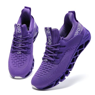 TSIODFO Women's Athletic Sneakers - Running, Walking, Tennis Shoes In White & Purple, Size 9