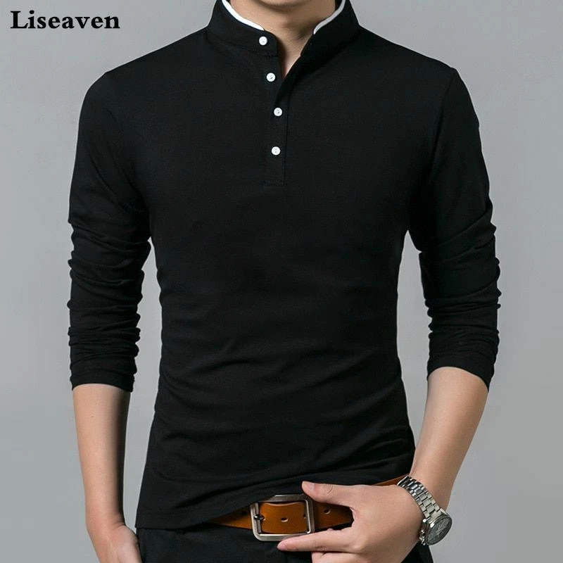 Camisa Casual Elegante Larga De Algodón Cuello Alto Para |