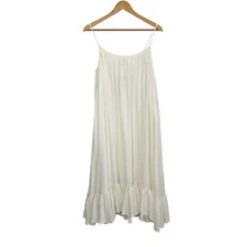 Storia Womens Sleeveless Ruffle Hem Midi Dress Size Small White A Line Sundress