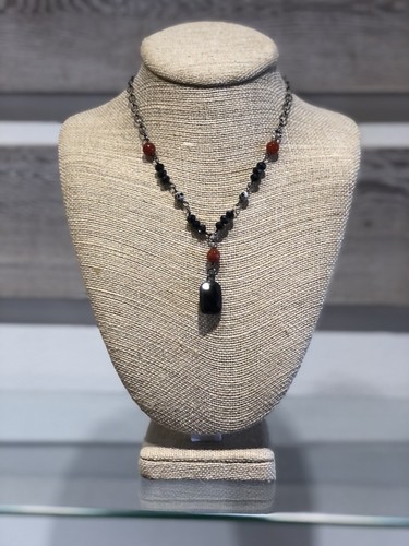 16" Necklace, Carnelian & Dalmation, Faceted, Crystal Pendant, Lula n' Lee, Bead - Picture 8 of 9