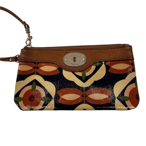 Wallet Fossil Evening Bag Fossil Key-Per Flower Floral Coated