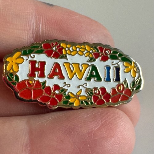 Vintage Hawaii Anstecknadel Souvenir Tourist Plumeria Hibiskus