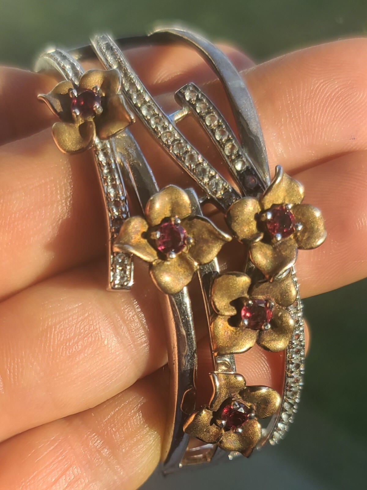 Vintage Sterling 925 Solid Silver Flower Hinged B… - image 19