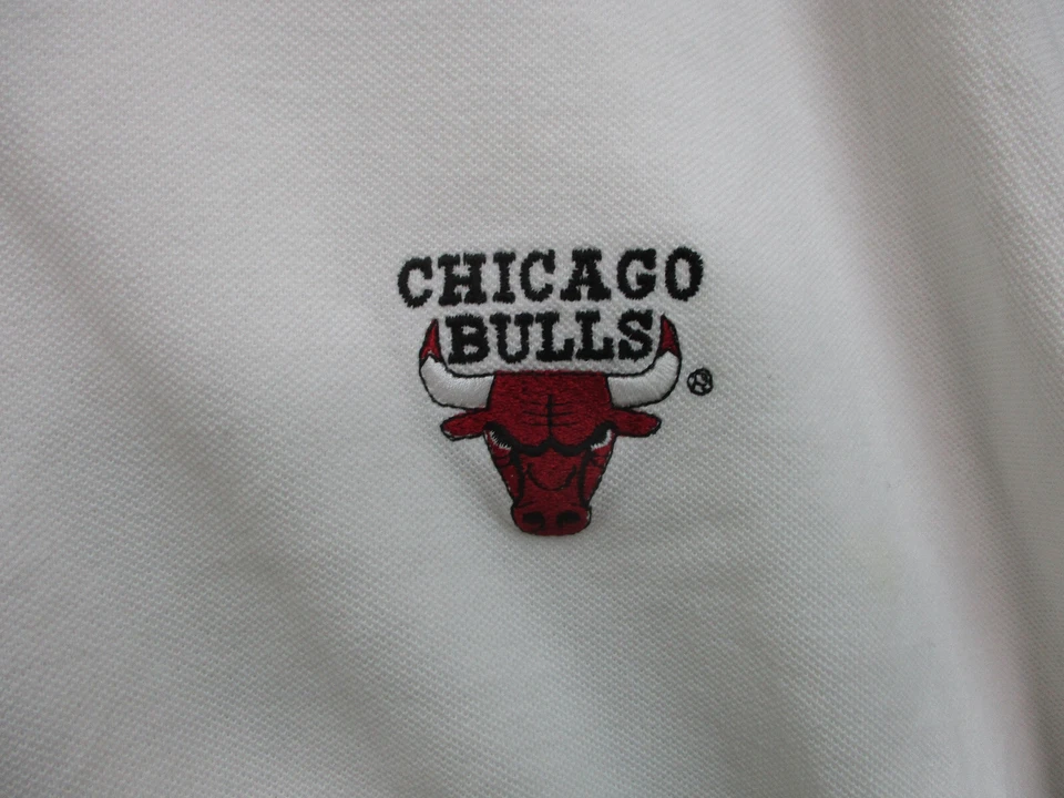 DE COLECCIÓN Antigua Chicago Bulls Polo Extra Grande Adulto Blanco NBA Informal Para Hombres Foto 3 de 4