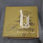 Vtg Federal Glass Homestead Hospitality Snack Set 4 plates cups Dessert Set