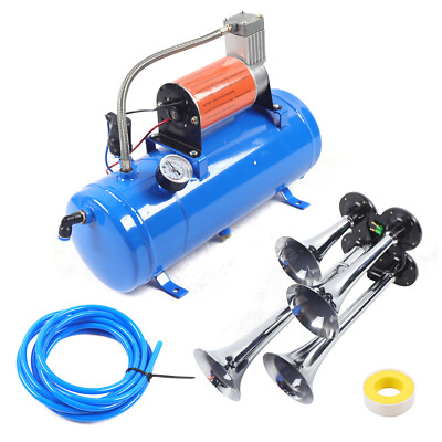 12V 4 Trumpet Train Luft Horn Kit Und 150PSI Luft Kompressor 150dB Mit 6L Tank