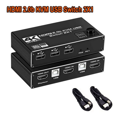 4/2 Port HDMI 2.0 KVM Switch Box 4K 60Hz USB KVM Switcher Keyboard Mouse Sharing - Picture 11 of 12