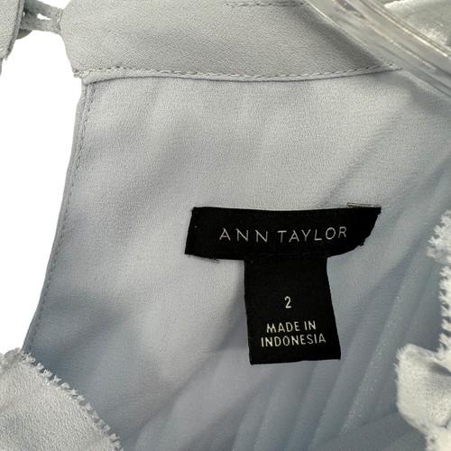 Ann Taylor Kleid blau Akkordeon Plissee ärmellos Gürtel Größe 2 knielang - Bild 6 von 8