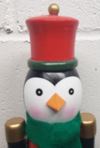 Holz Weihnachten Nussknacker, 14", PINGUIN IN ROTER MÜTZE & GRÜNEM SCHAL 22, WS - Bild 4 von 10