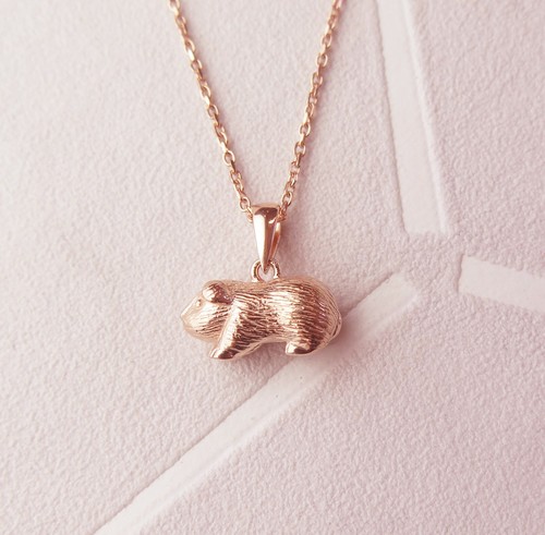 Plata de Ley Chapado en Oro Rosa Guinea Cerdo Colgante Collar Madres Regalo Dia - Bild 2 von 2