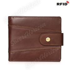 Mens RFID Blocking Wallet Genuine Real Leather Trifold Credit Card Holder Purse