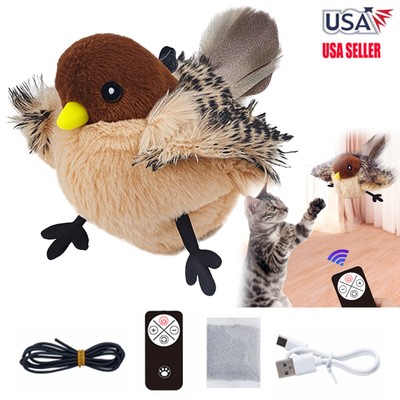 Electronic Interactive Flying Bird Cat Toy Hanging Pet Flapping Wings Sparrow