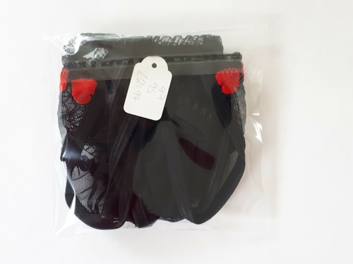 Shirley of Hollywood Black Hearts Open-Crotch Thong Erotic Naughty Knickers - Picture 4 of 7