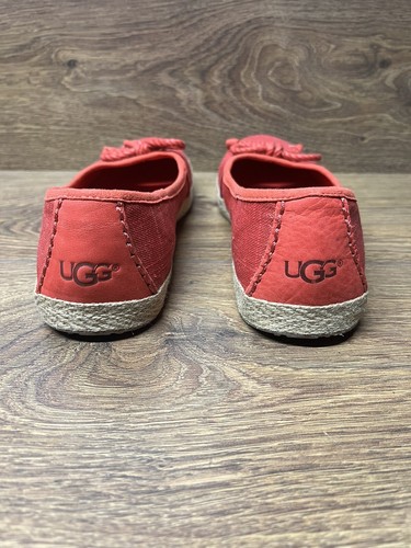 Ugg Australia Red Braid Shearling Leather Flat Shoe Size 7 - 1008397 - Picture 7 of 8