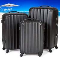 Black Travel Luggages Hard Suit Case Wheel Storage Clothes Set Protection Safe Black Travel Luggages Hard Suit Case Wheel Storage Clothes Set Protection Safe