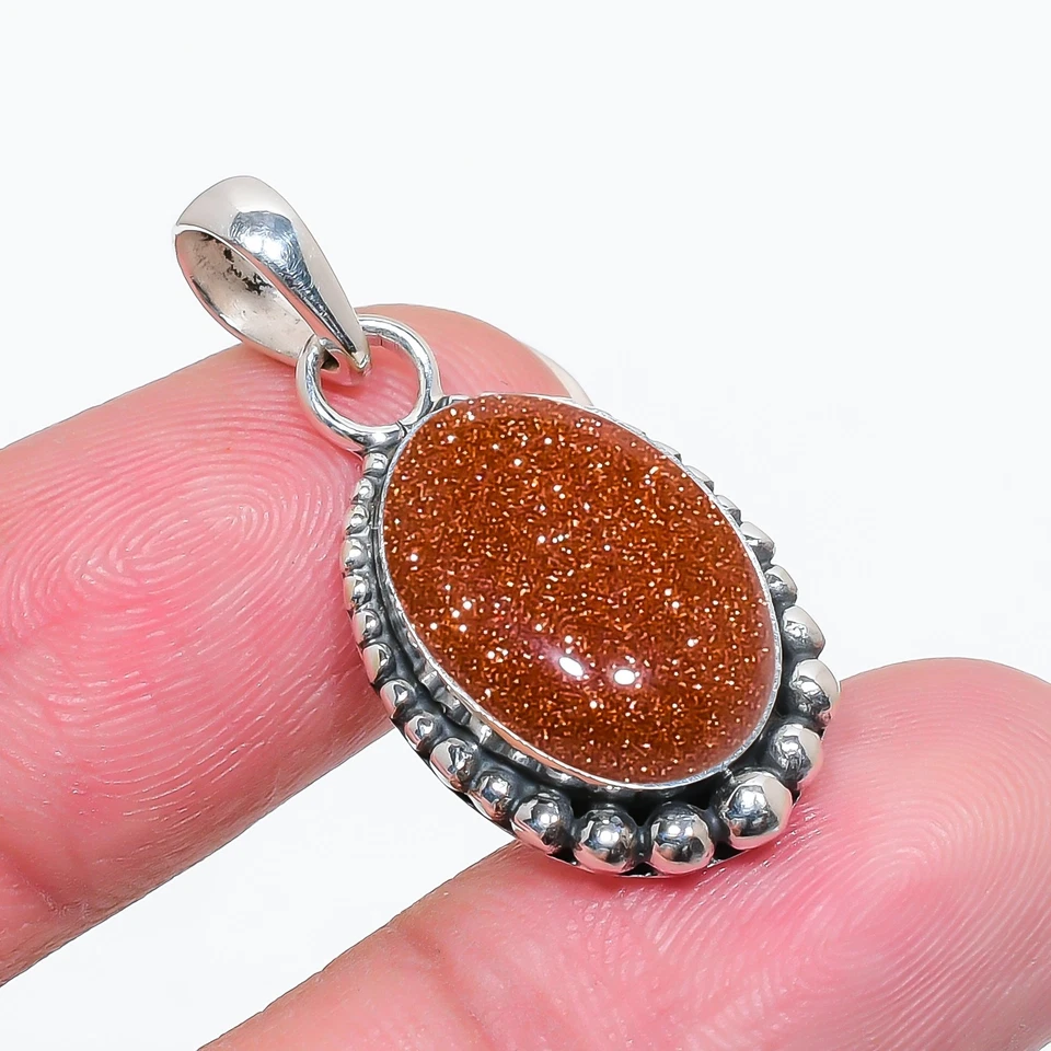 Increíble colgante de plata esterlina 925 maciza con piedras preciosas de sol doradas V4109 Foto 2 de 4