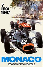VINTAGE 1967 MONACO GRAND PRIX RACING A3 POSTER PRINT