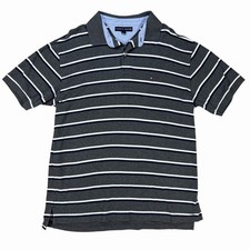 Y2K, Vintage 07 Tommy Hilfiger Shirt Mens XL Polo Striped Short Sleeve Gray