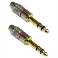 2 Pcs 1/4" 6.35mm Metal Plug Stereo Audio Adapter Connector Solder Type Gold
