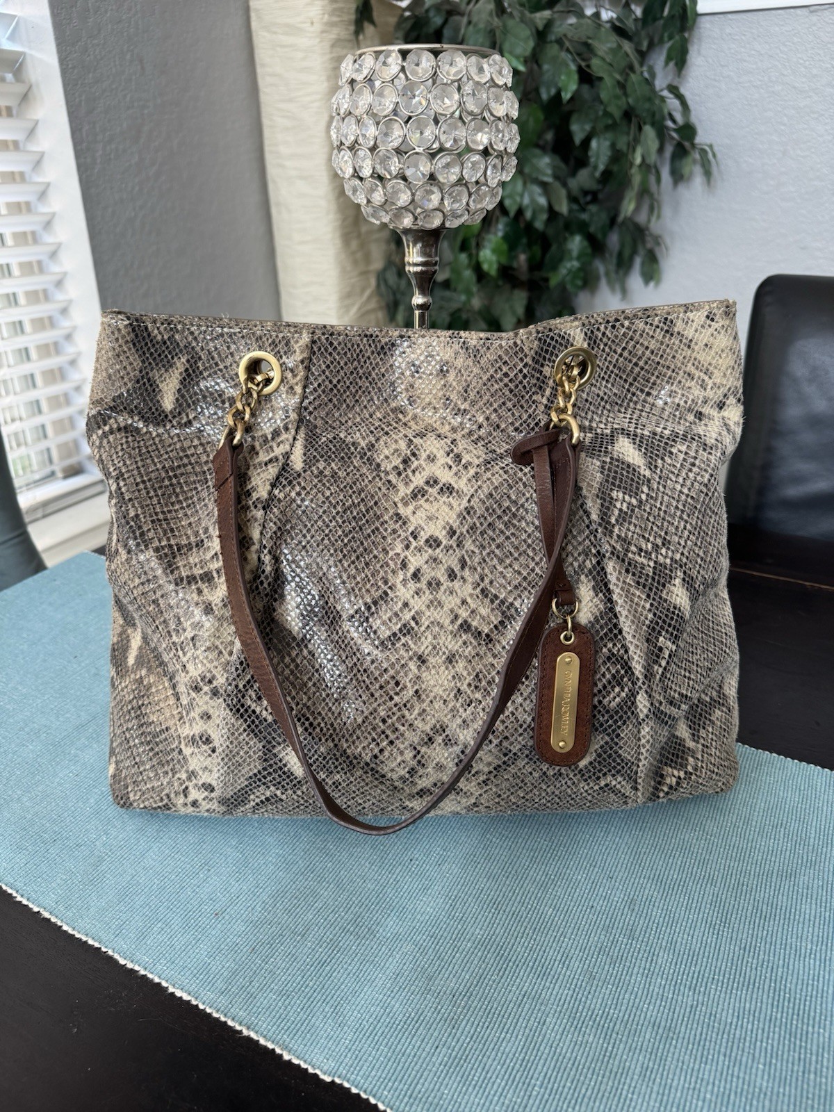 Cynthia Rowley leather python snake print Tote Bag - image 1