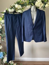 TED BAKER Suit 2 Piece Set Jacket UK M & Trousers 32" Red Slim Fit Blue NEW