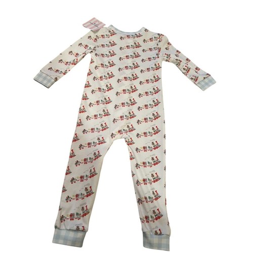 James & Lottie Christmas infant boys Train Footie 12M Pima cotton NWT one piece - Picture 2 of 13
