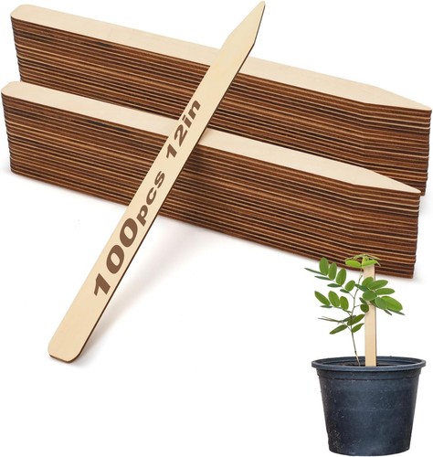 100 Pcs 12" Wood Plant Labels for Field or Containers Plant Tags Wood ...